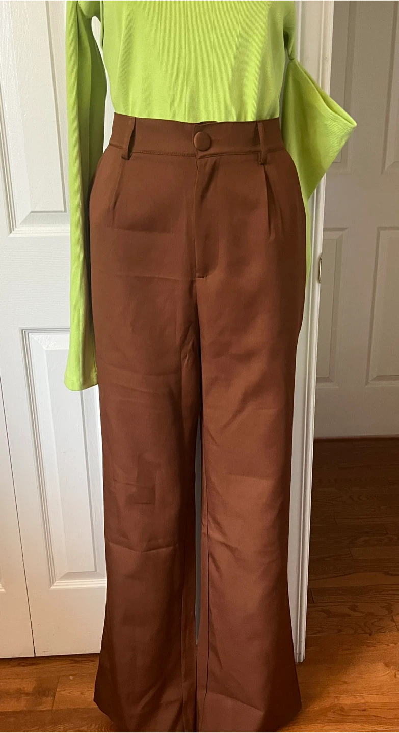Women's Wide Leg, High Waisted  Trousers - photo 4