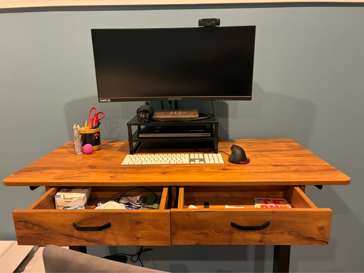 Adjustable Standing Desk with Drawers (moving sale) - photo 2