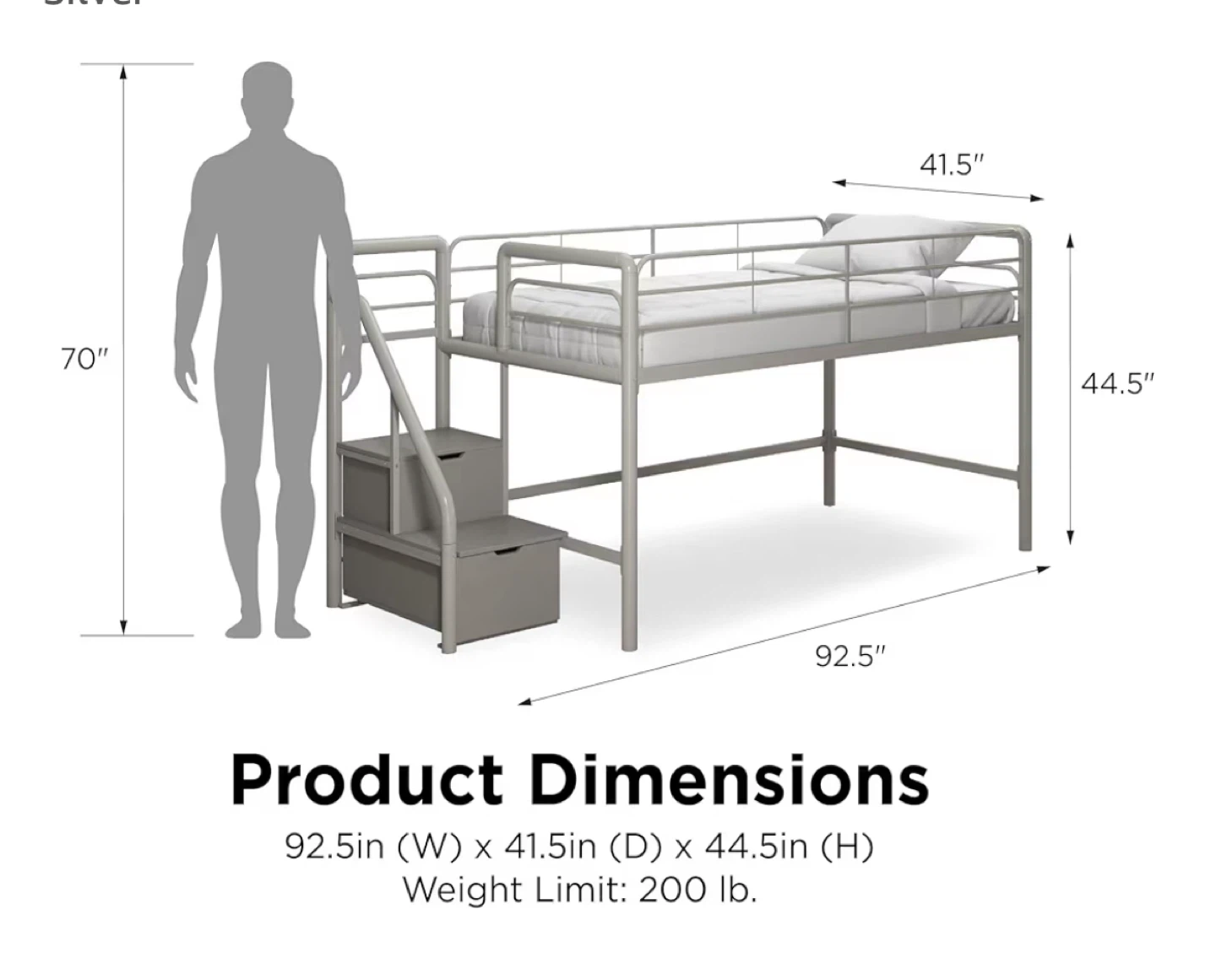 Silver Loft Bed with Stairs - photo 3