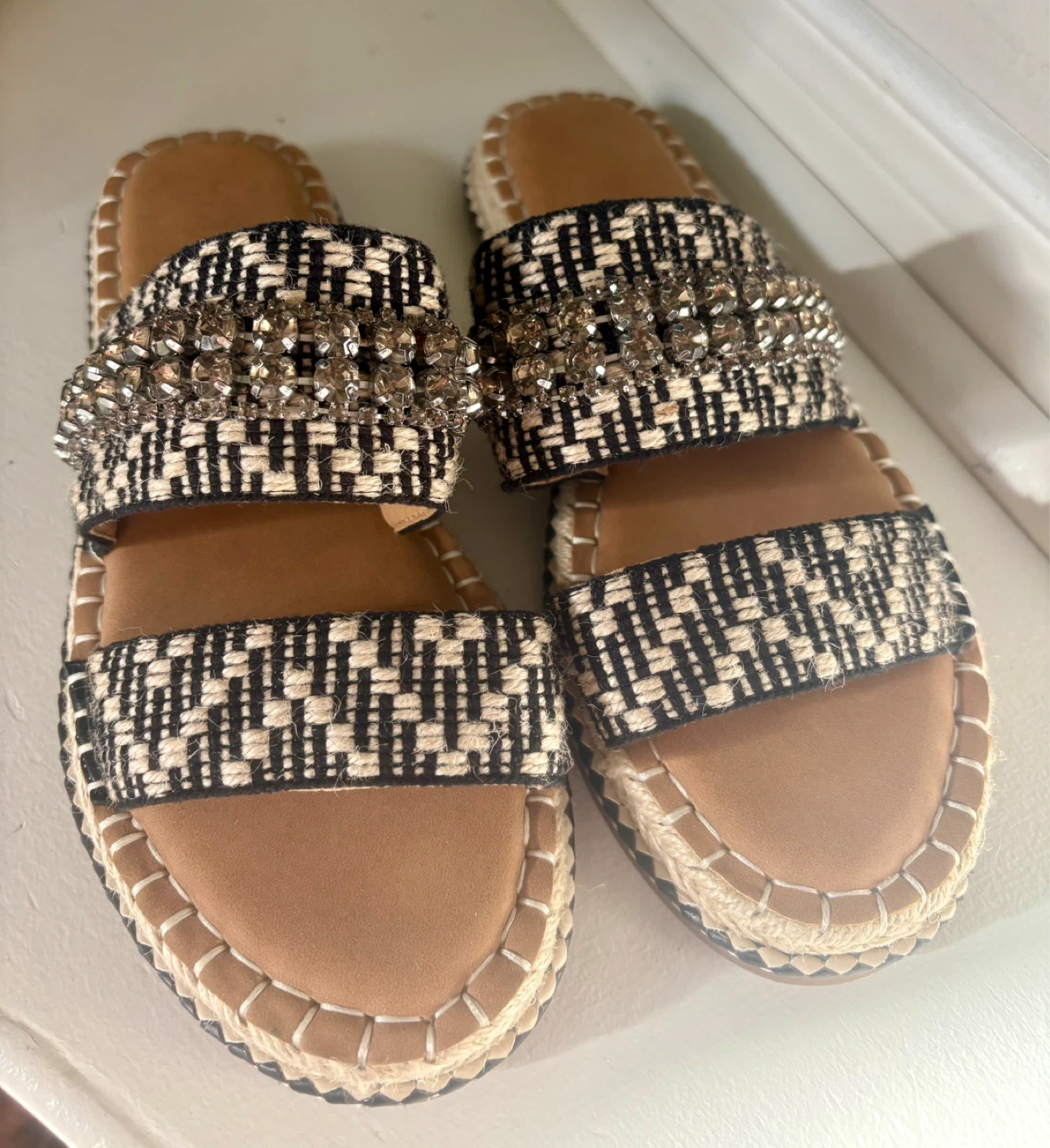 Boho Rhinestone Slide Sandals Size 8.5
