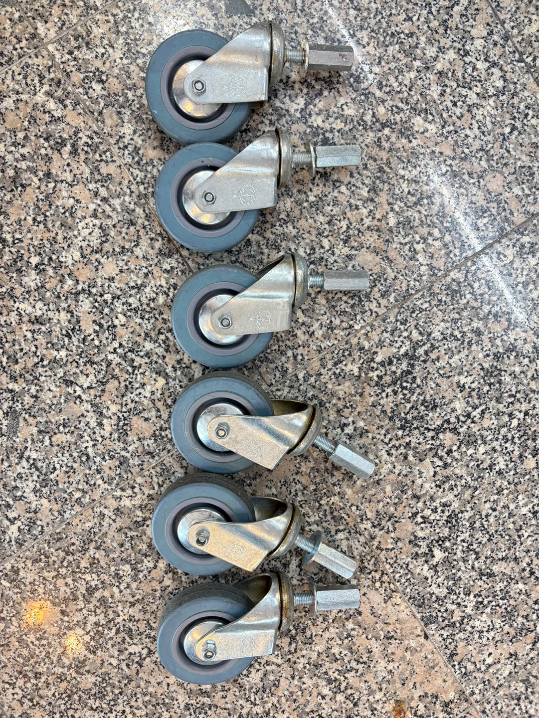 Set of 6 Casters with Threaded Stems