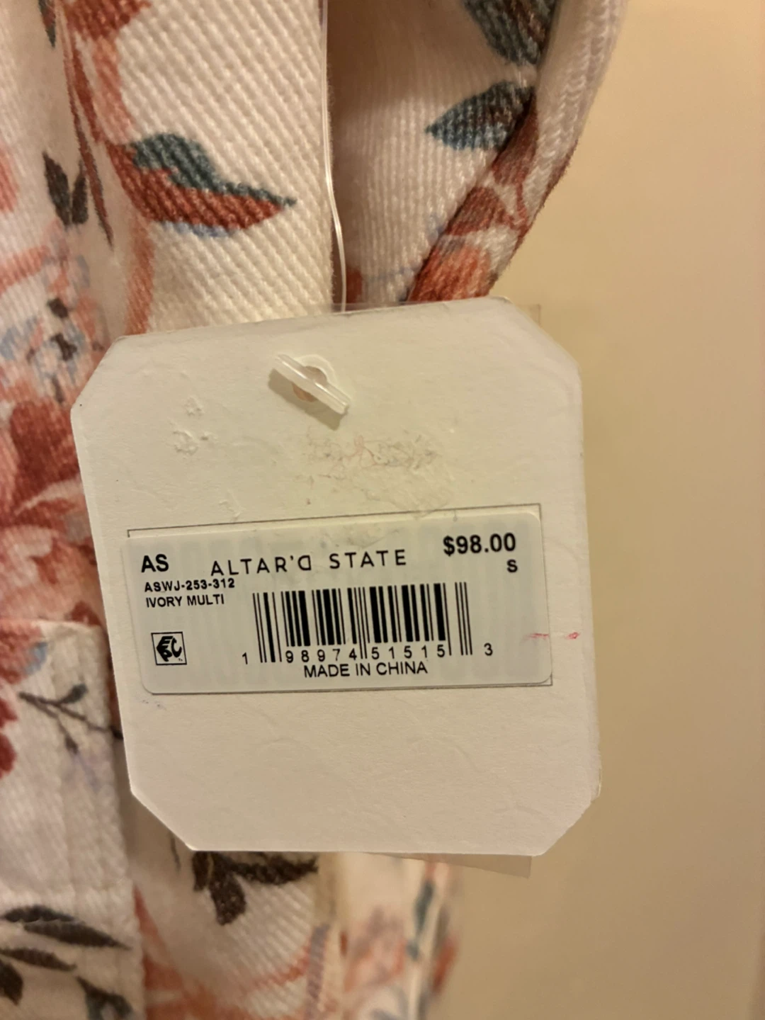Altar'd State Floral Corduroy Collar Jacket Size S - photo 4