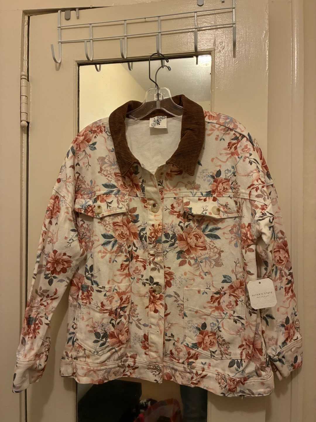 Altar'd State Floral Corduroy Collar Jacket Size S