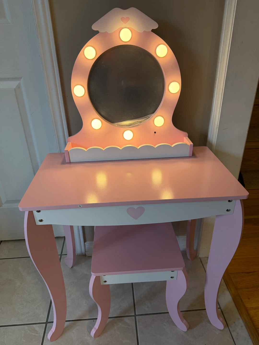 Kids Vanity Table with Mirror & Stool – Pink (Brand New) - photo 3