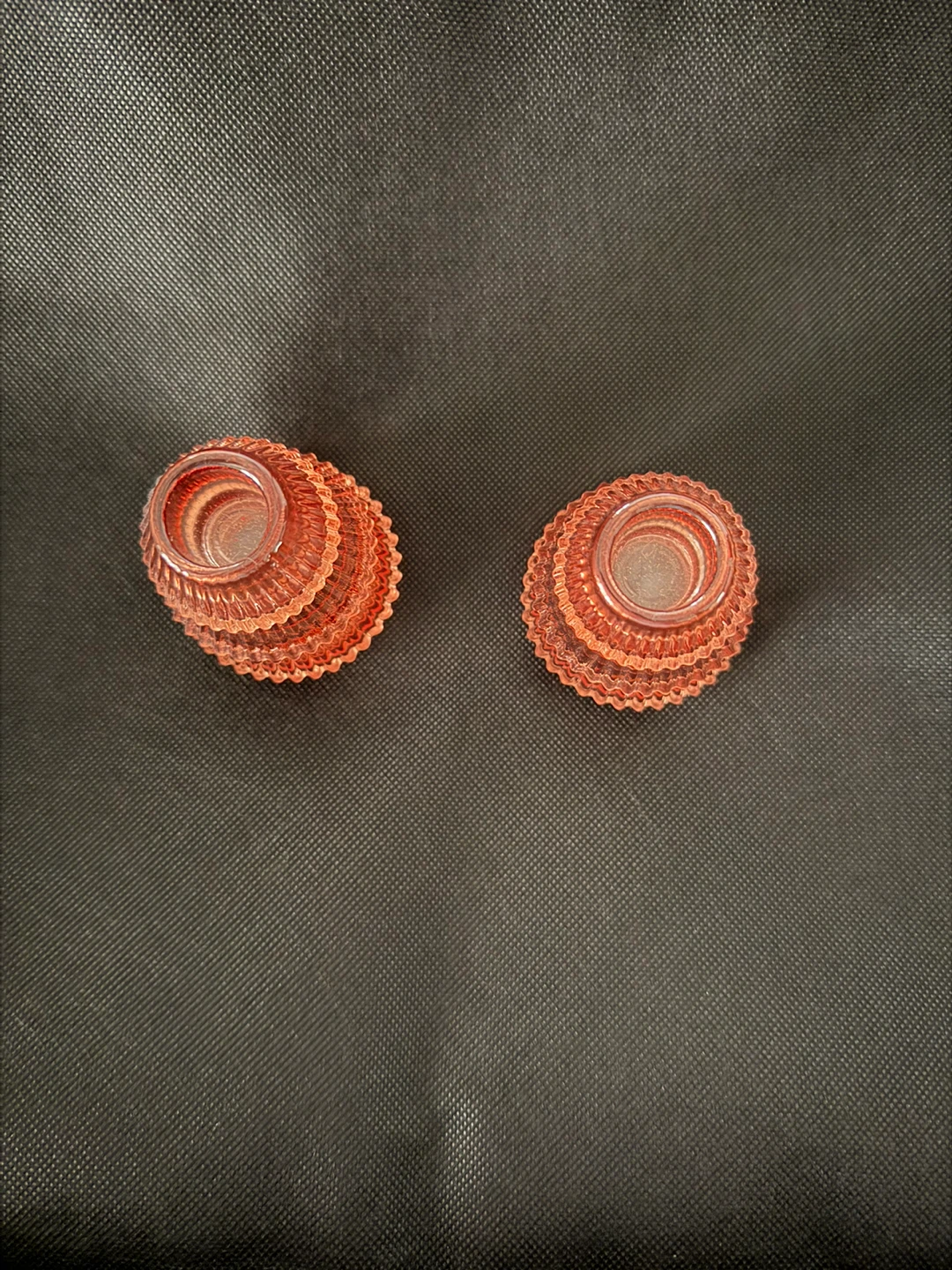 Set of 2 Pink Glass reversible candle Holders - photo 2