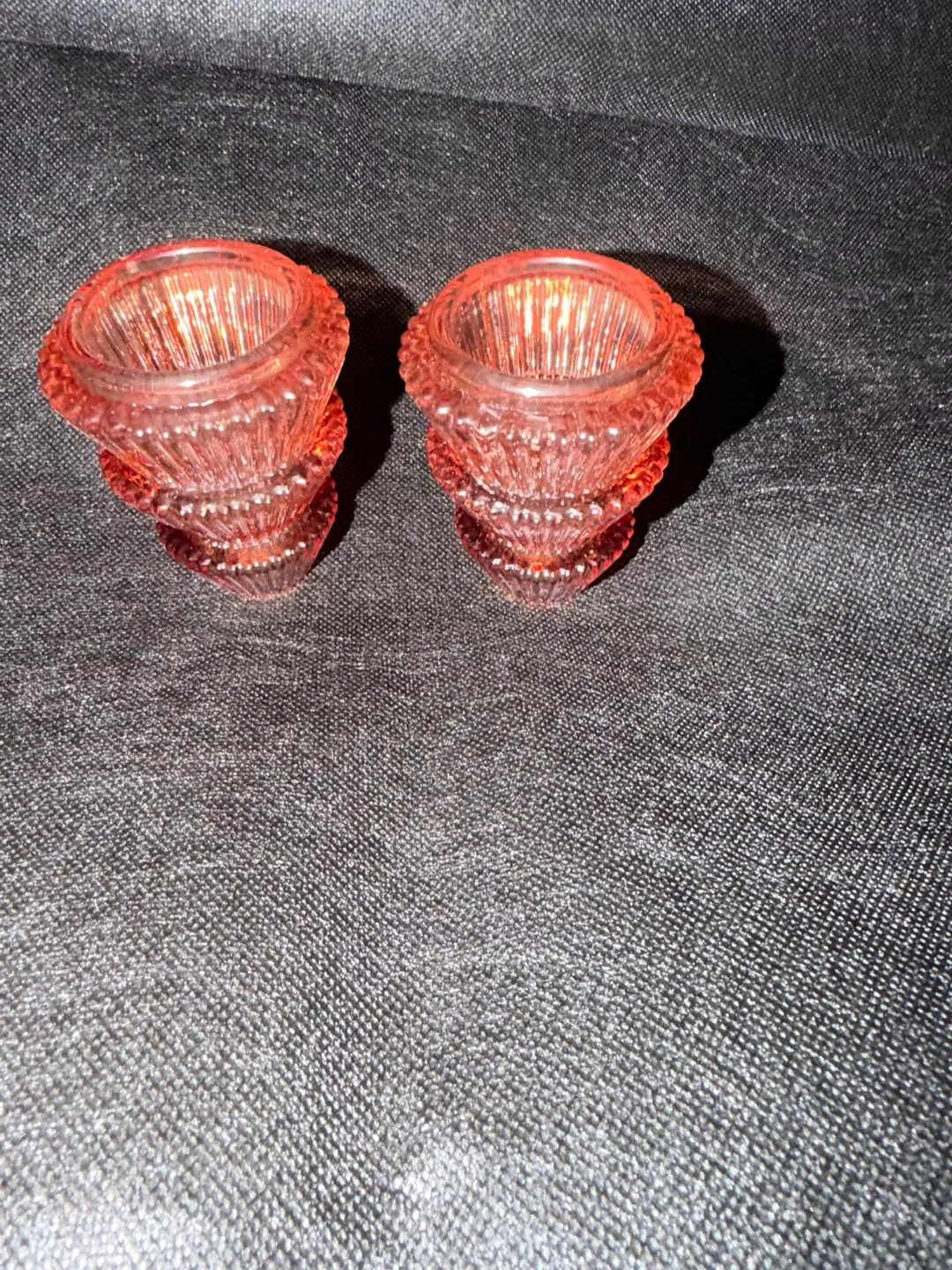Set of 2 Pink Glass reversible candle Holders - photo 3