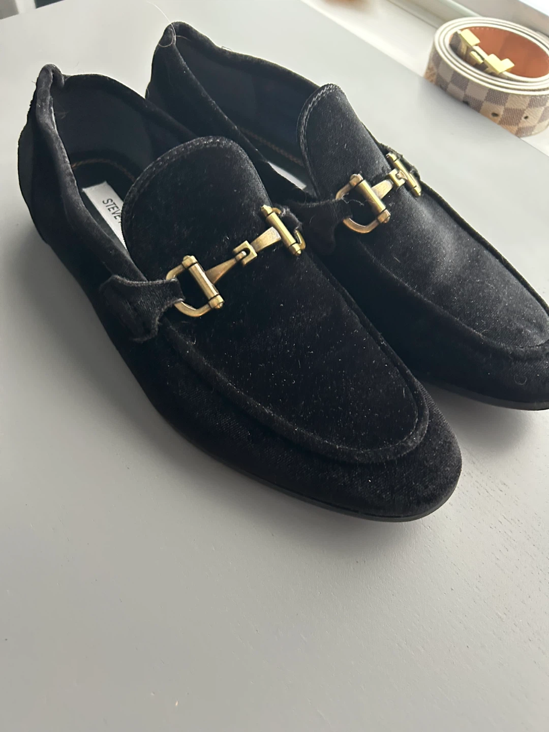 Steve Madden Black Velvet Loafers