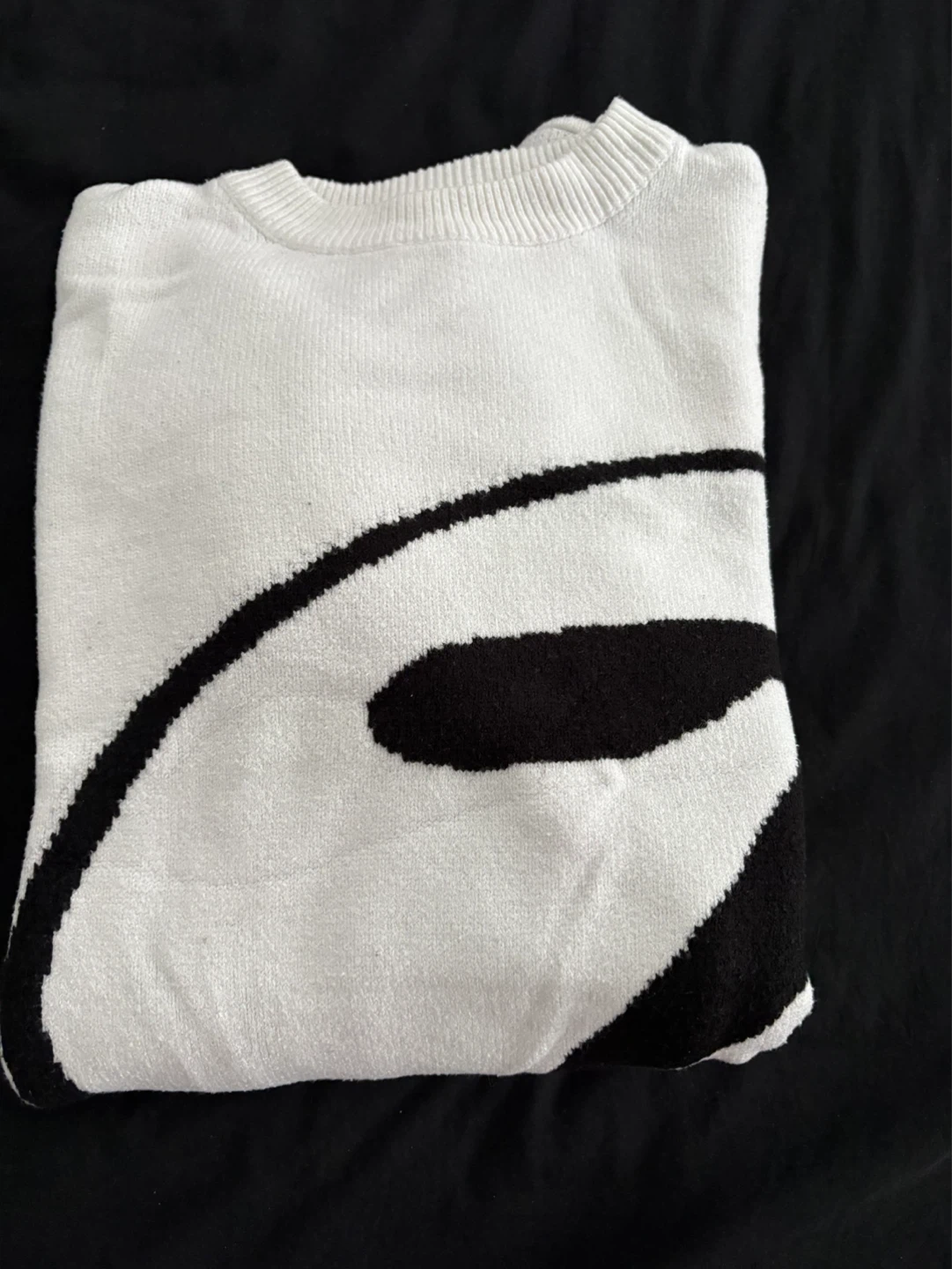 White Crewneck Sweater with Black Graphic - photo 3