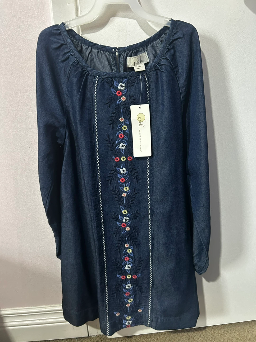Peek Kids Embroidered Denim Dress Size 8