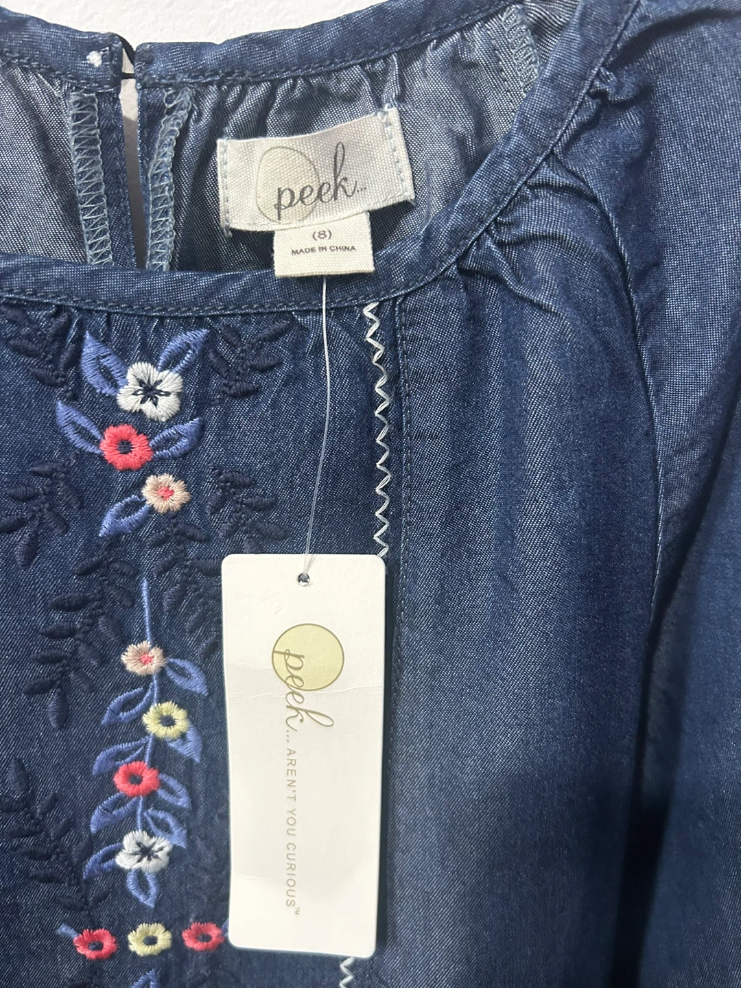 Peek Kids Embroidered Denim Dress Size 8 - photo 2