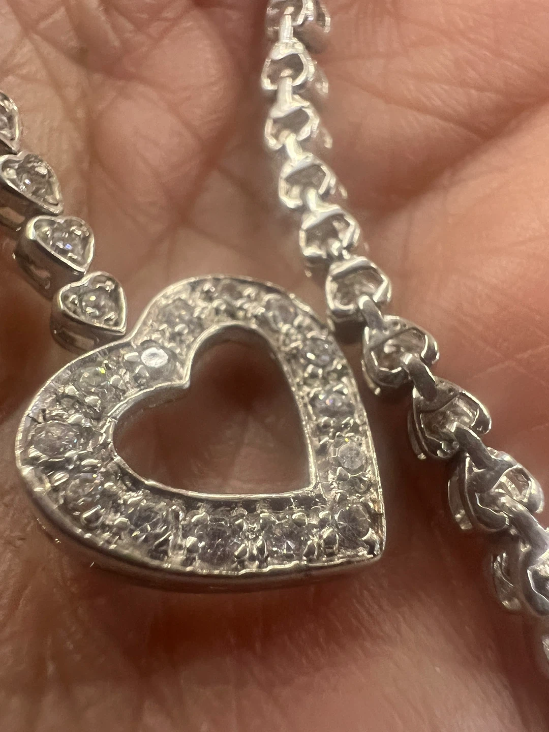 925 Sterling Silver Heart Charm Tennis Bracelet - photo 4