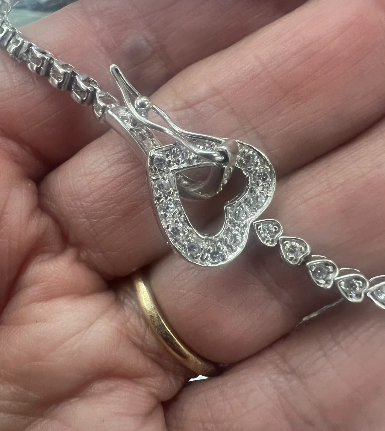 925 Sterling Silver Heart Charm Tennis Bracelet - photo 5