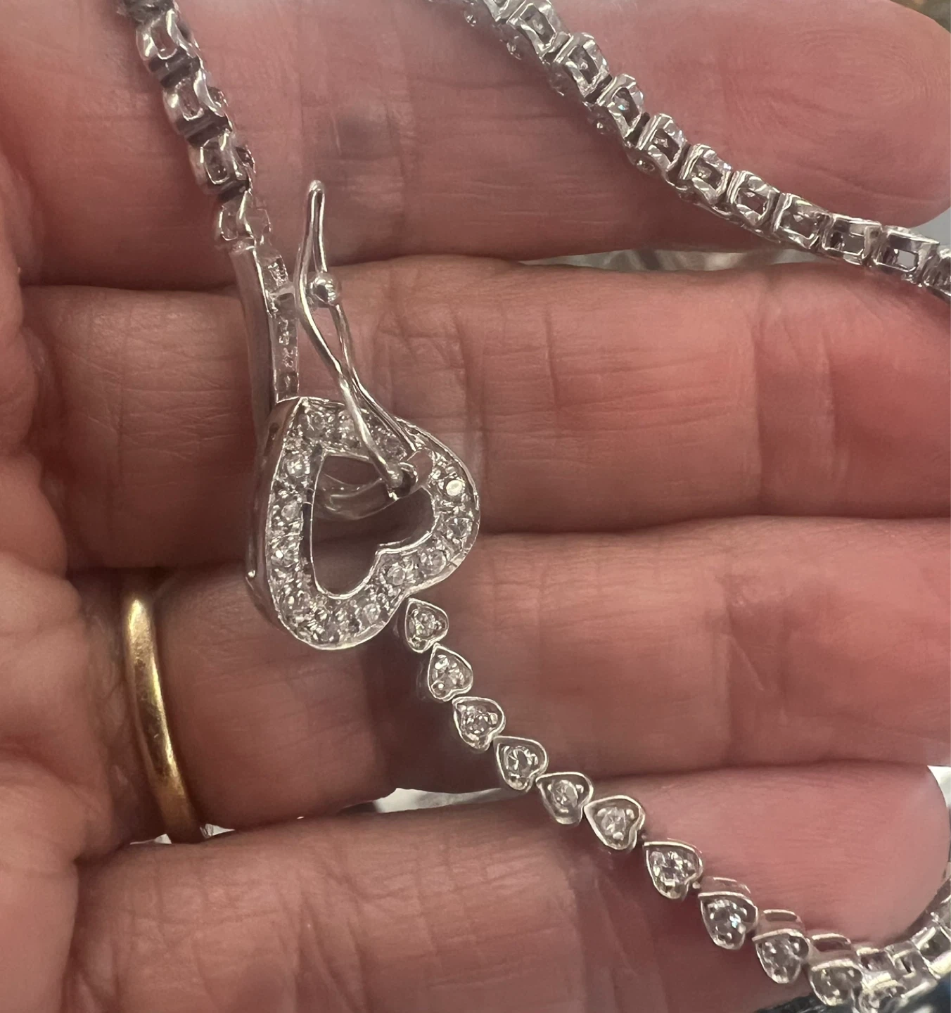 925 Sterling Silver Heart Charm Tennis Bracelet - photo 2