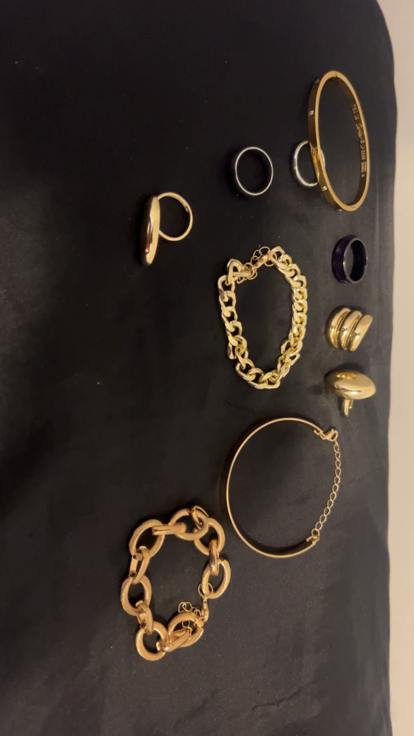Assorted Gold Tone Bracelets and Rings