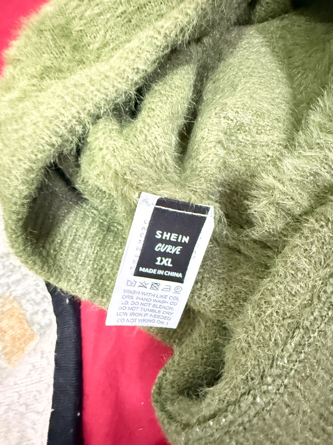 SHEIN CURVE Fuzzy Mini Skirt - Olive Green - 1XL - photo 2