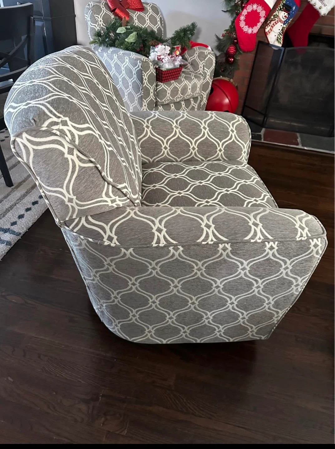 Gray and White Patterned Accent Chairs - photo 3