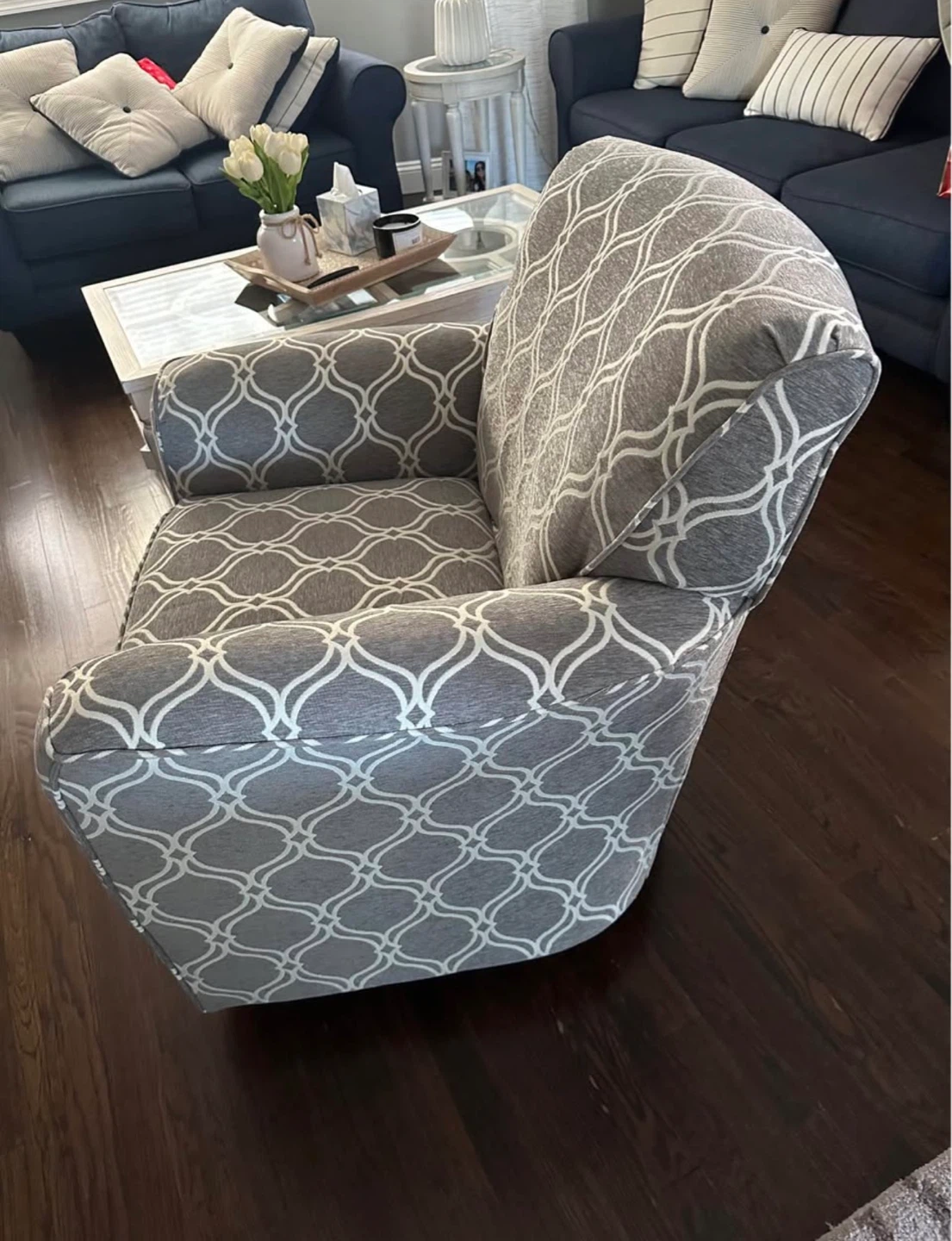 Gray and White Patterned Accent Chairs - photo 2