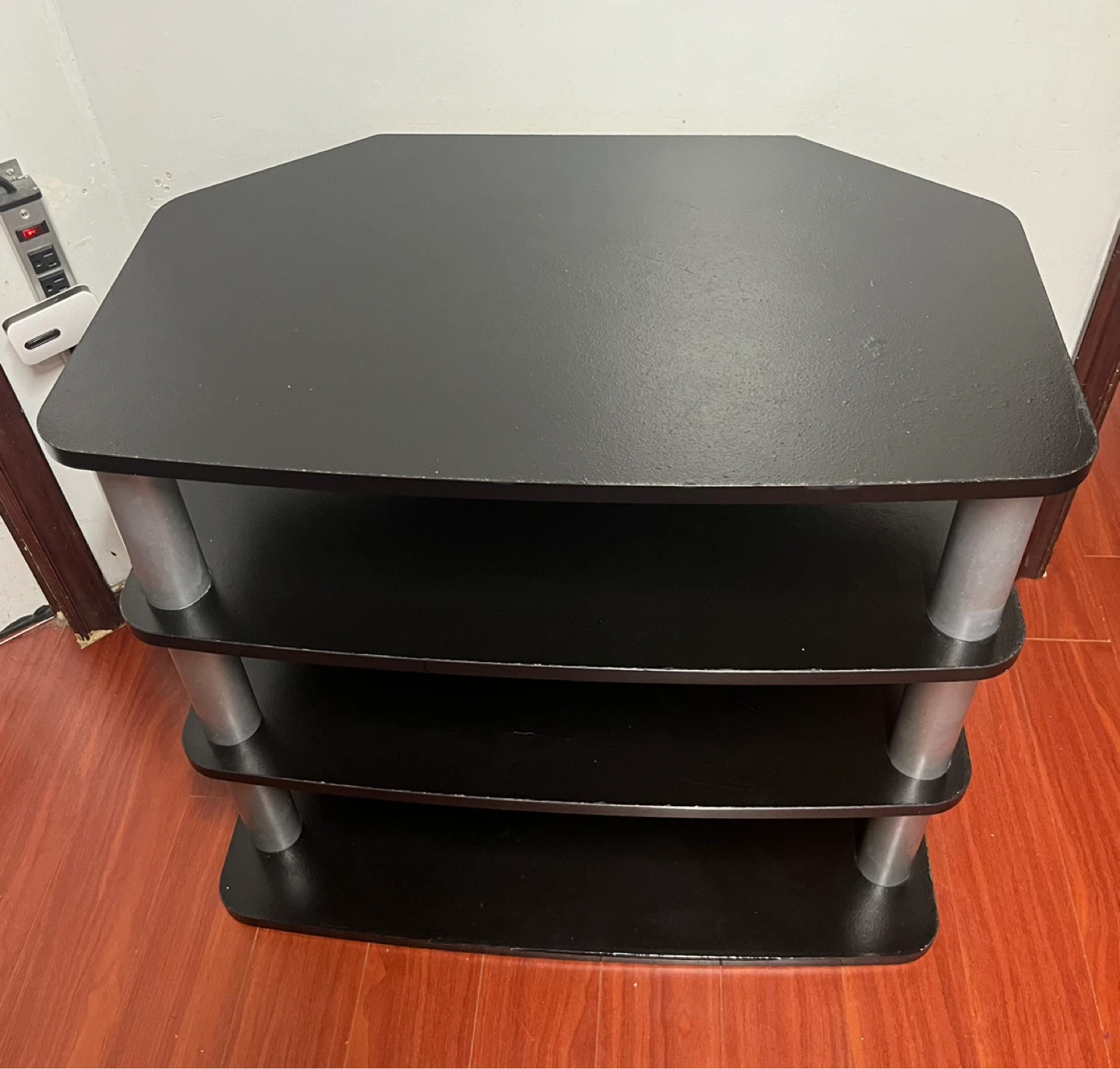 Black 3-Tier Media TV Stand - photo 4