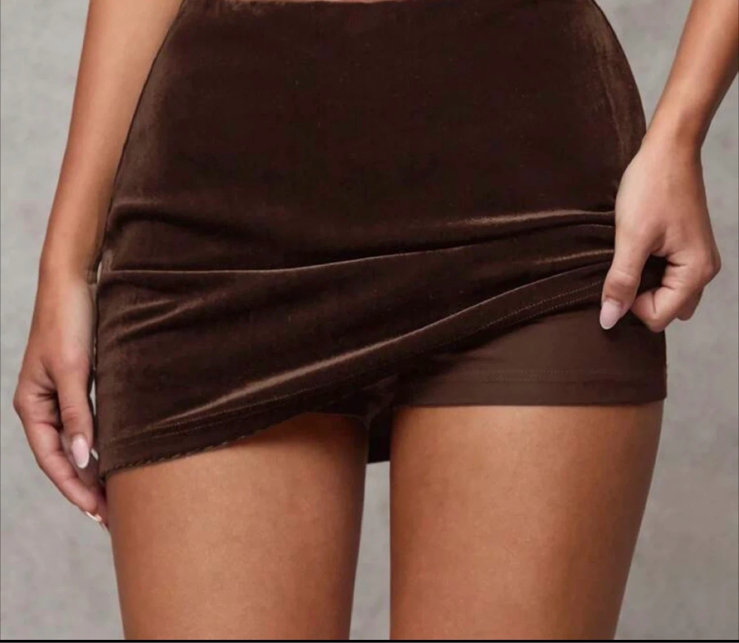 Brown Velvet Mini Skirt