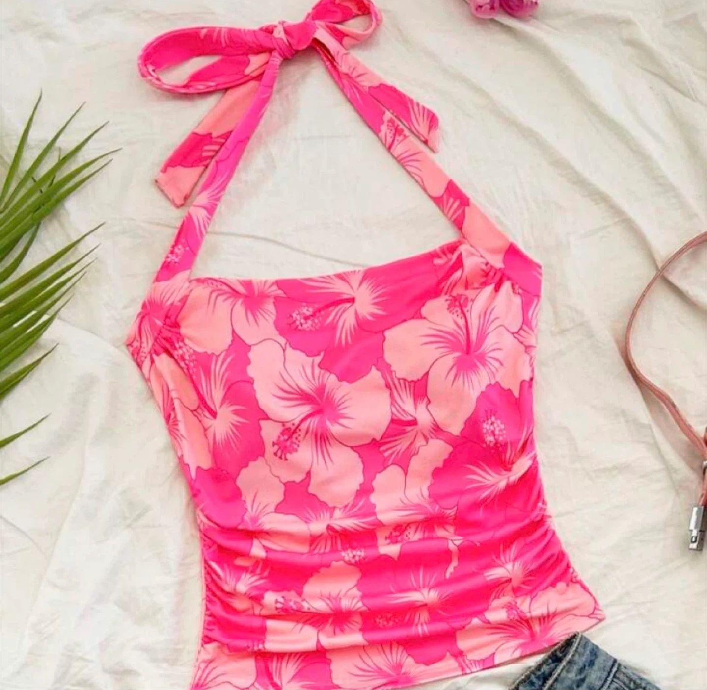Pink Floral Halter Top