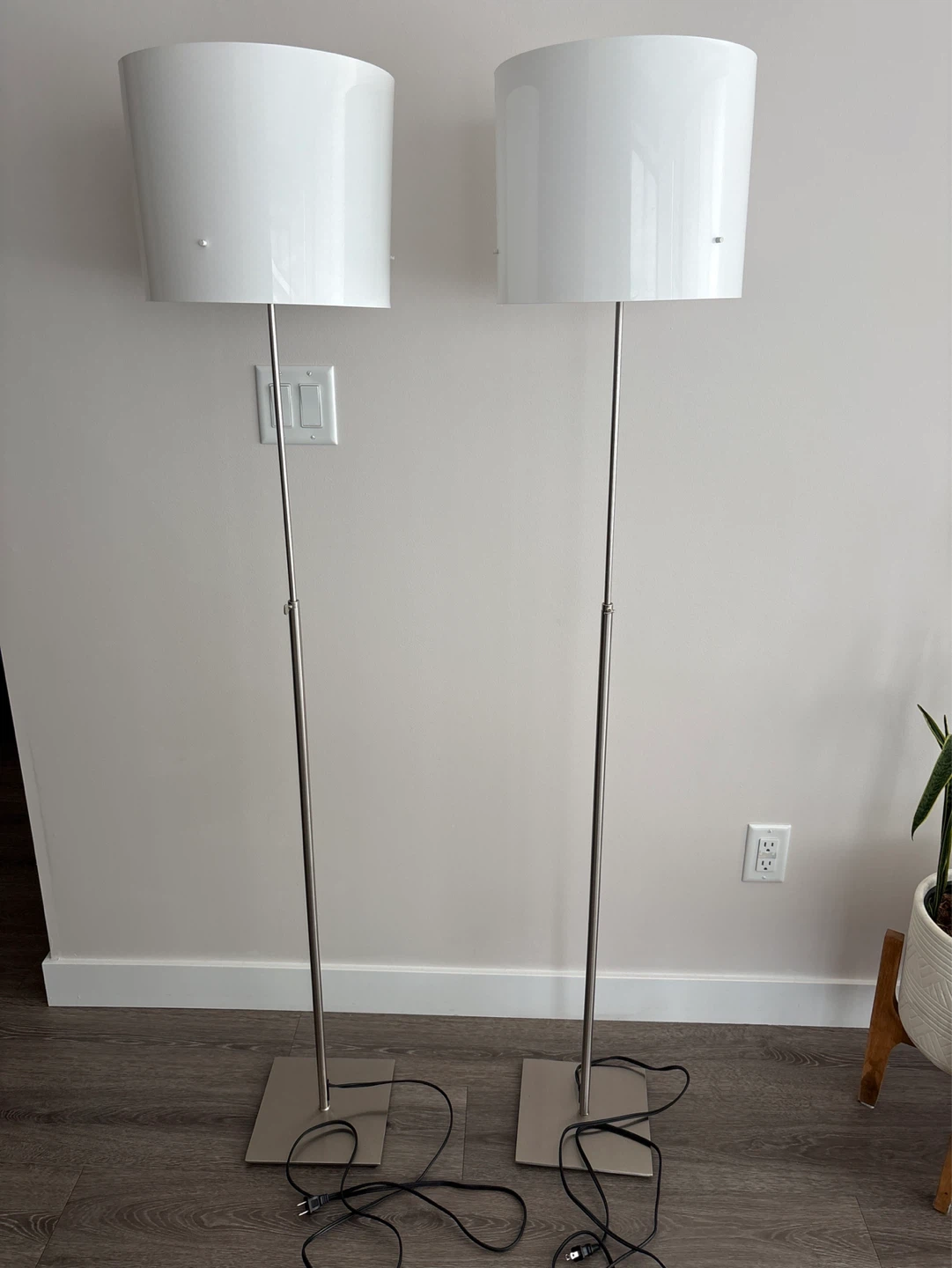 Pair of White Modern Floor Lamps