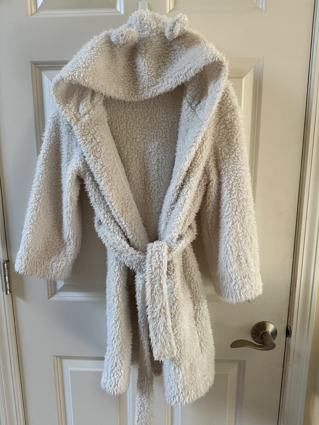 Cat & Jack Cream Fleece Robe with Hood - Size M (8)