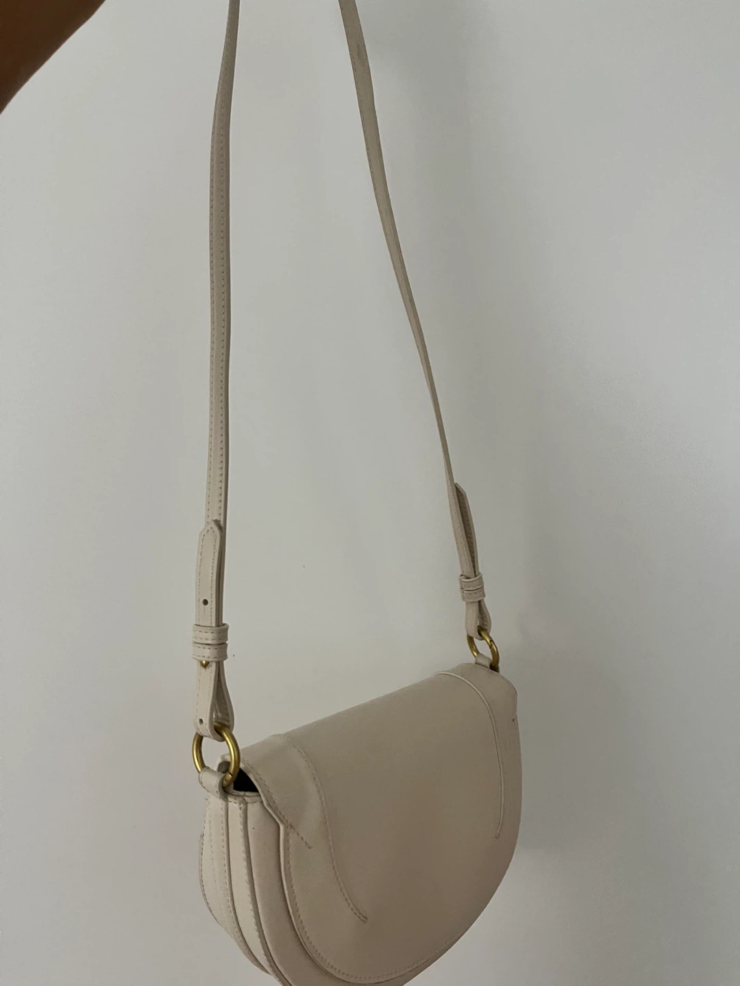 Zara White Faux Leather Saddle Bag