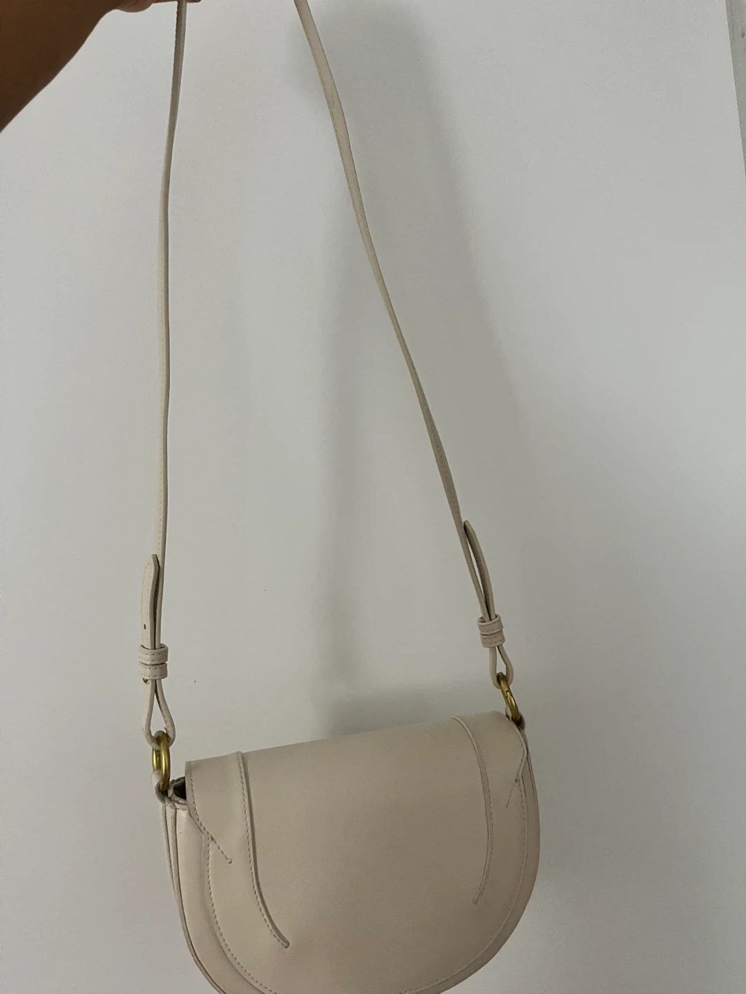 Zara White Faux Leather Saddle Bag - photo 3