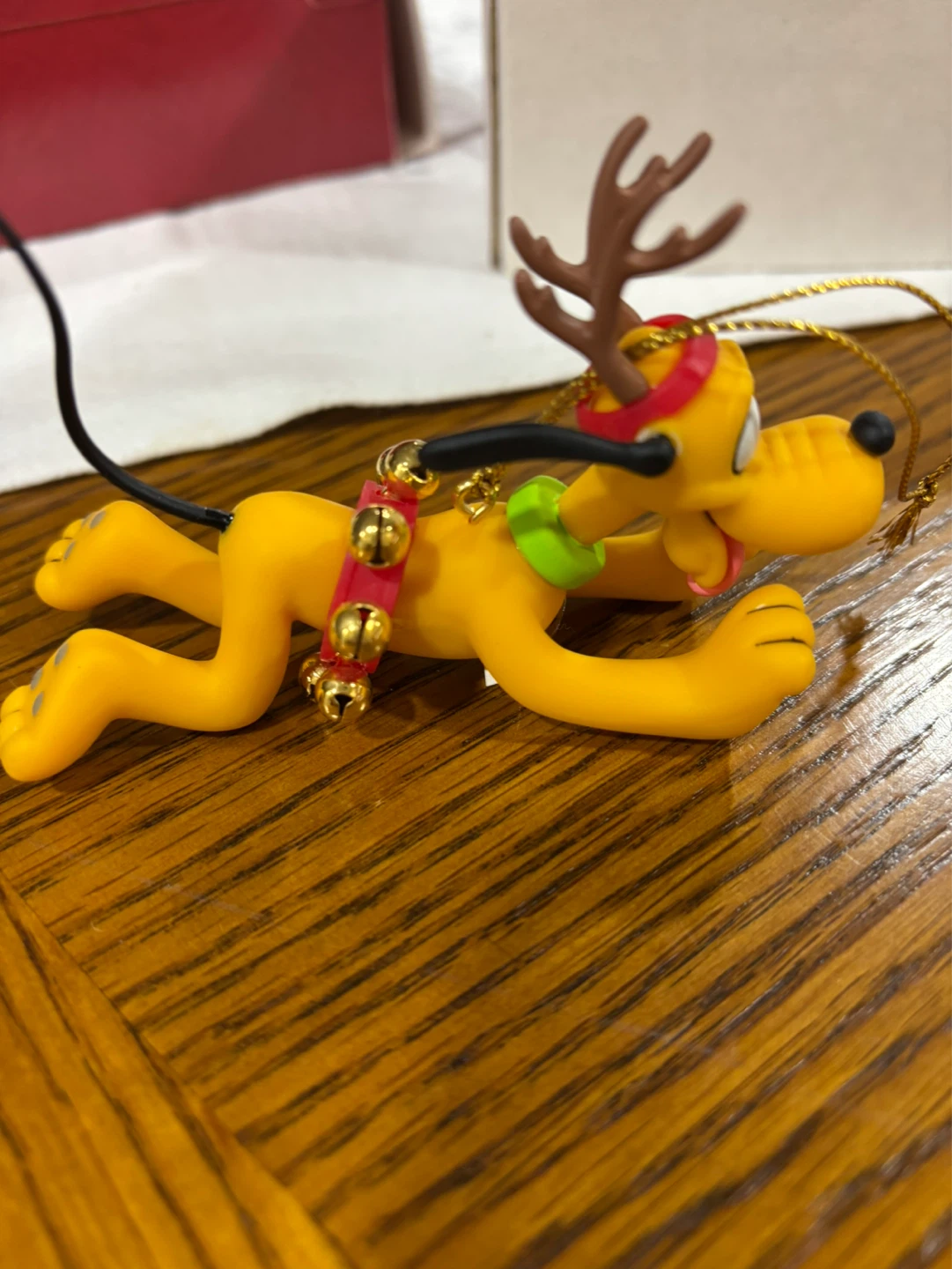 Disney Pluto Christmas Ornament with Bells and Antlers