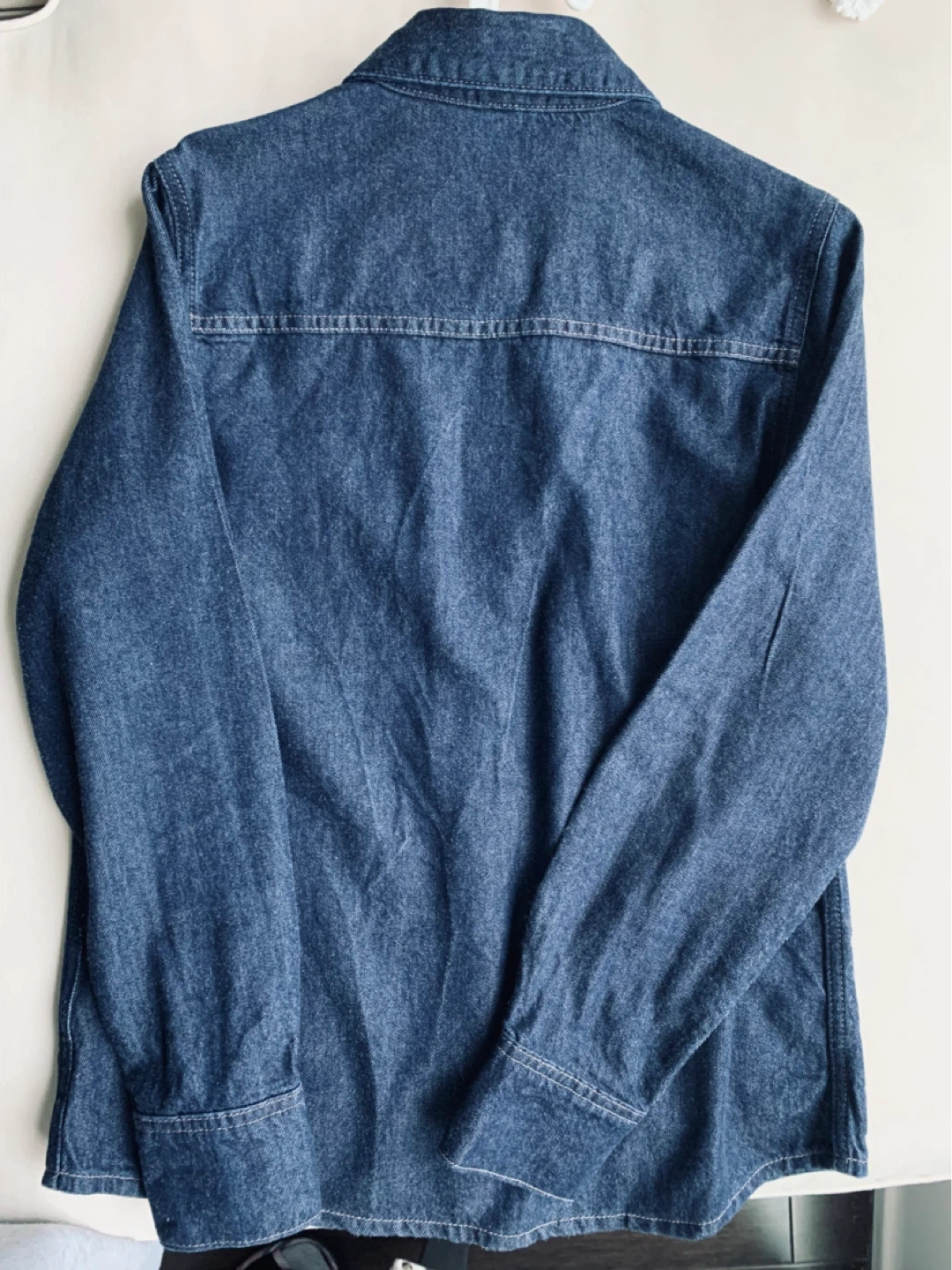 H&M 100% Cotton S- DENIM Dark Blue Jean Shirt - photo 2