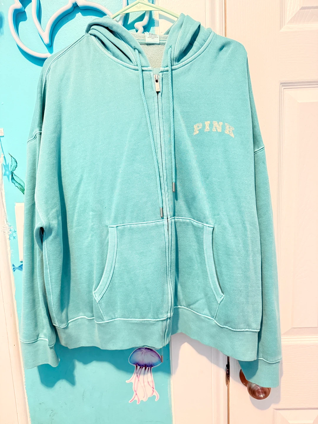 Victoria's Secret PINK Zip-Up Hoodie XL Aqua
