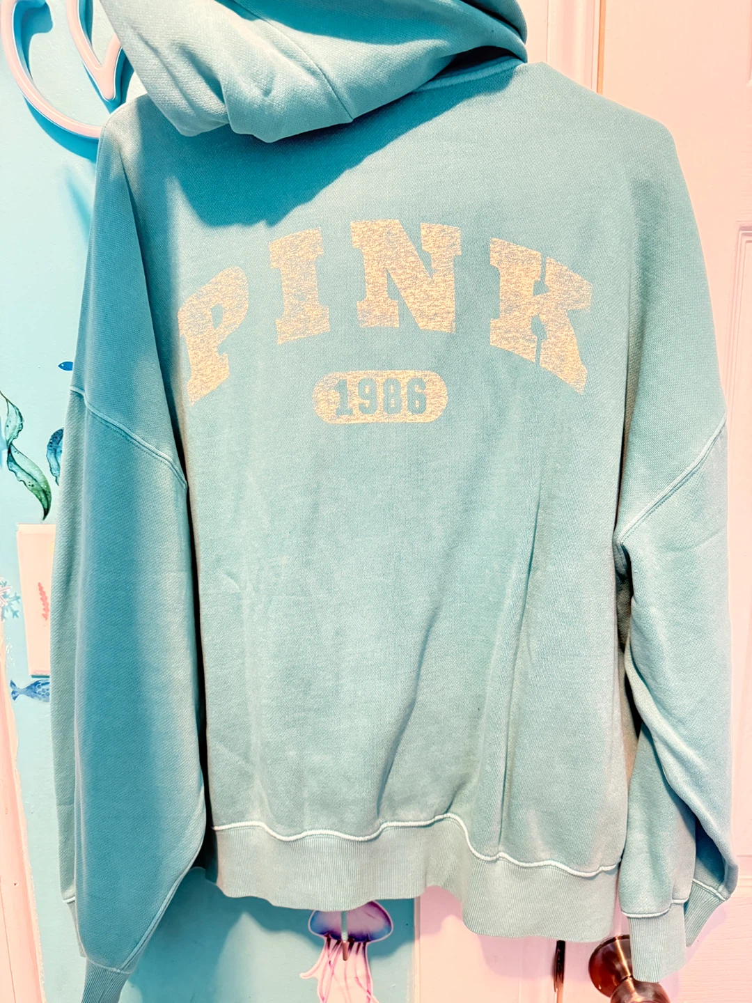 Victoria's Secret PINK Zip-Up Hoodie XL Aqua - photo 3
