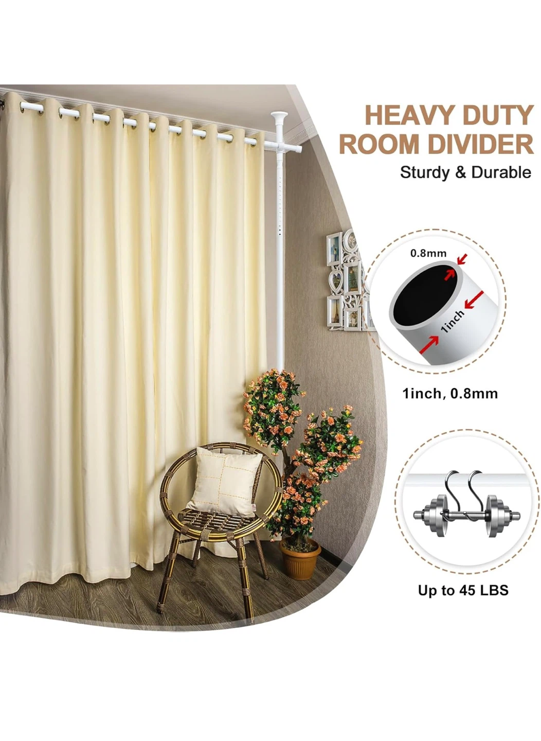 CALCHELE Tension Curtain Rod room divider