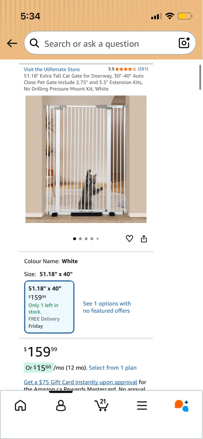 Extra Tall Baby Gate - White - photo 2