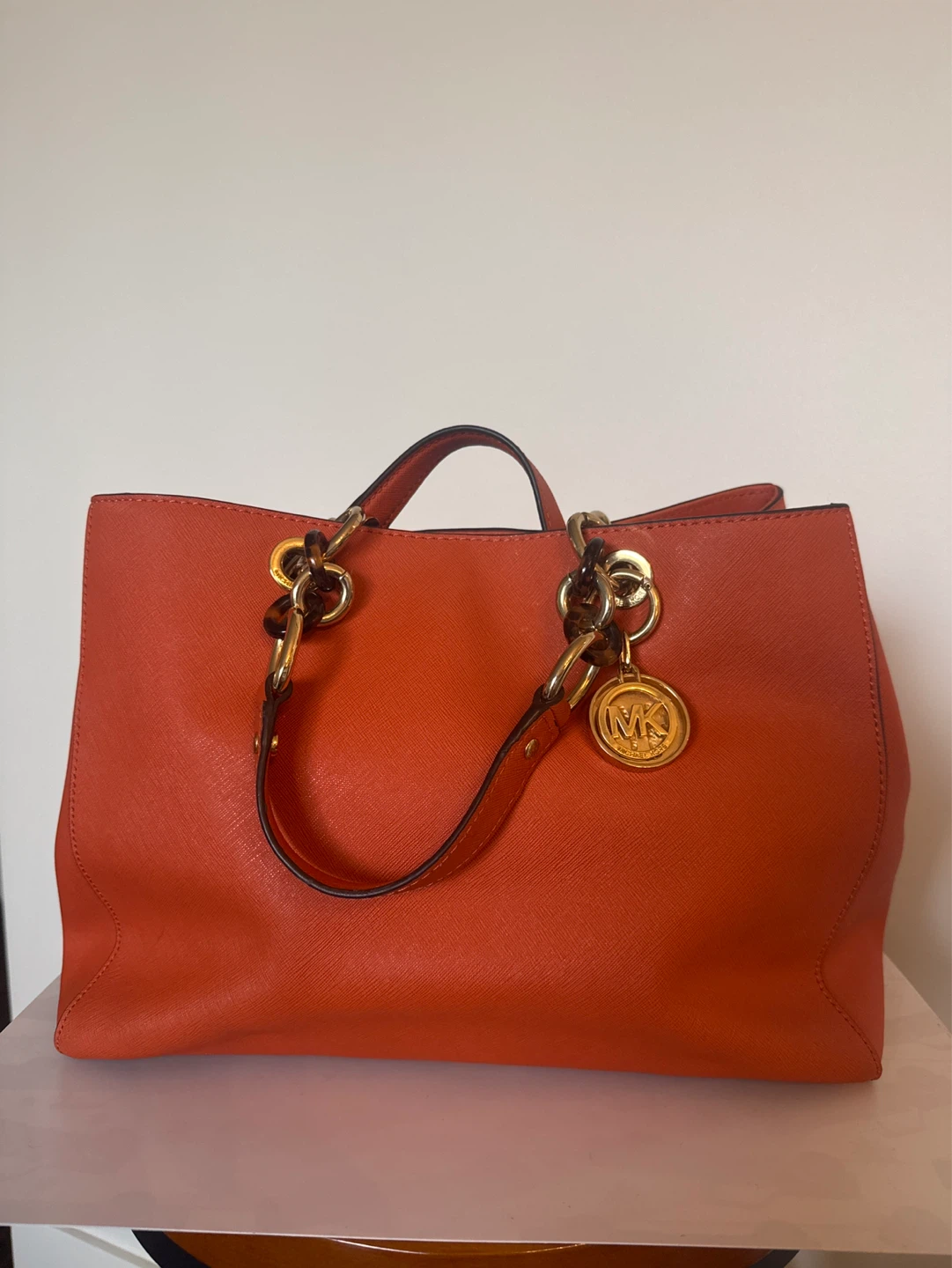 Michael Kors Orange Leather Tote Bag