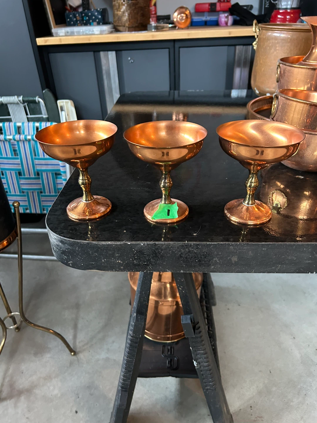 Set of 3 Copper Coupe Glasses