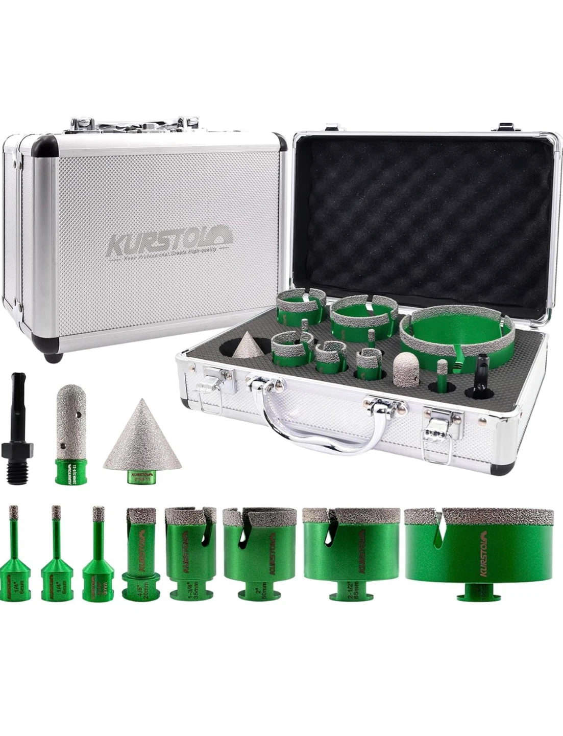 KURSTOL Diamond Core Drill Bit Set with Case