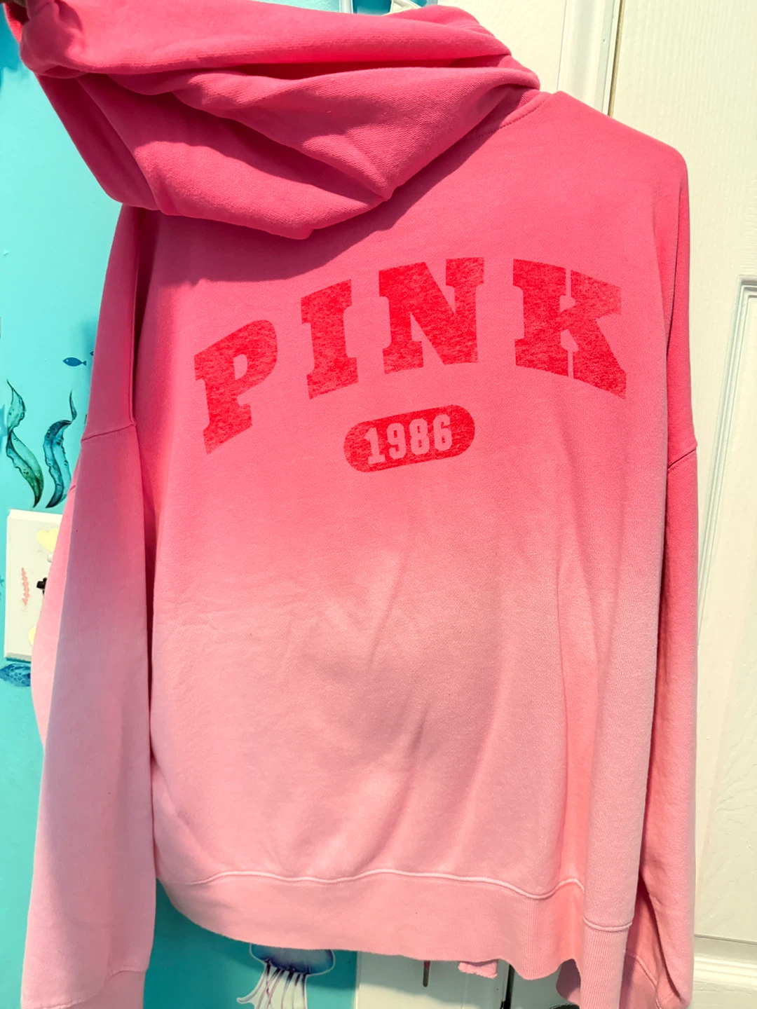 PINK Victoria's Secret Zip-Up Hoodie XL Ombre Pink - photo 2
