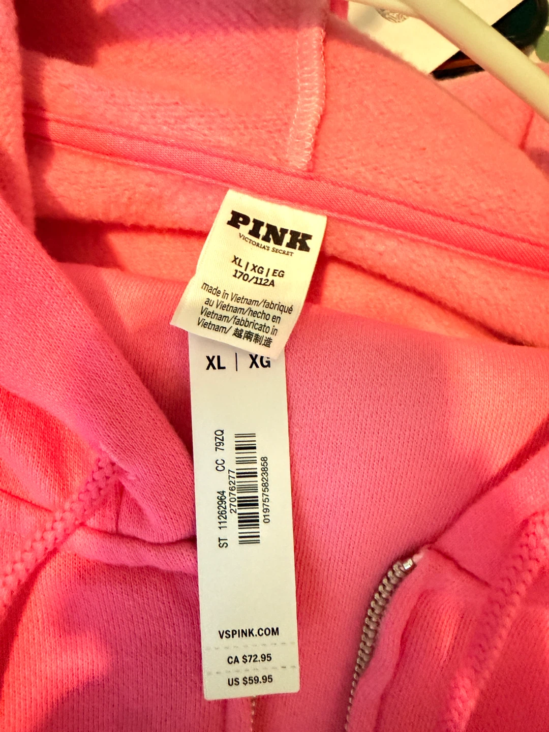 PINK Victoria's Secret Zip-Up Hoodie XL Ombre Pink - photo 3