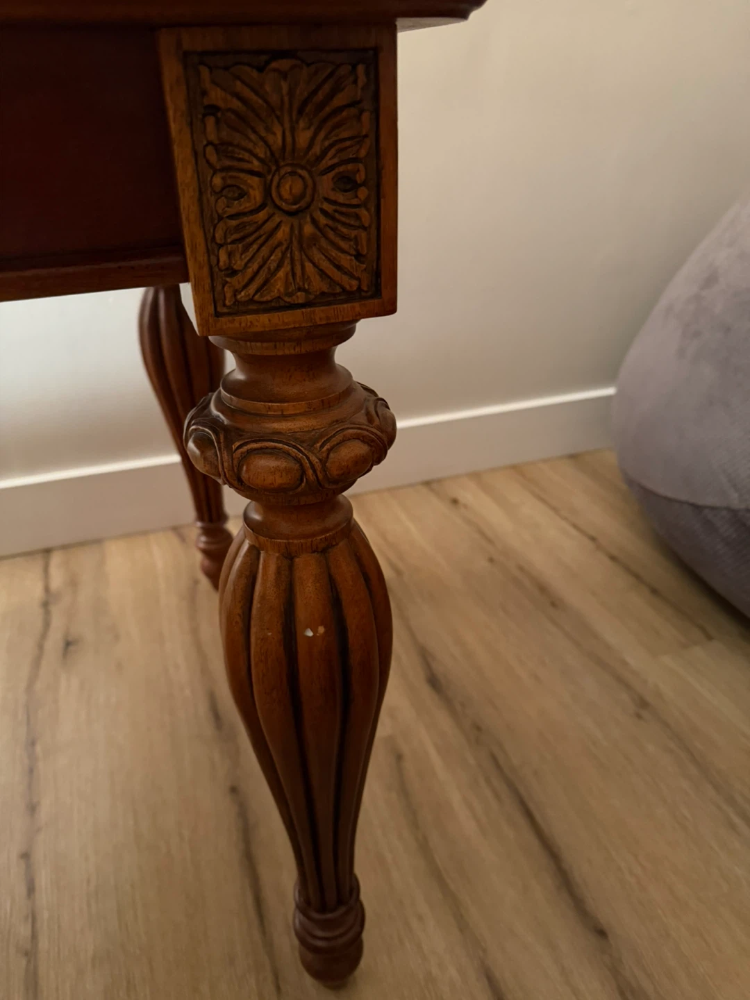 Wooden Desk/Table with Glass Top and Drawer - photo 3