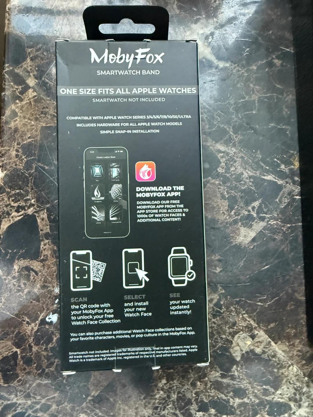 MobyFox Premium Leather Smartwatch Band for Apple Watch - Black - photo 2
