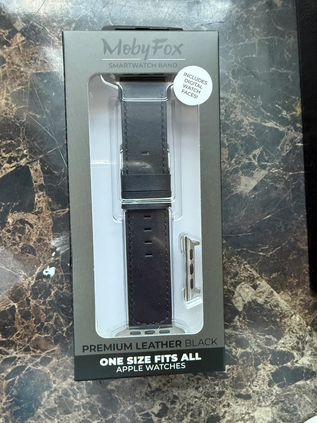 MobyFox Premium Leather Smartwatch Band for Apple Watch - Black