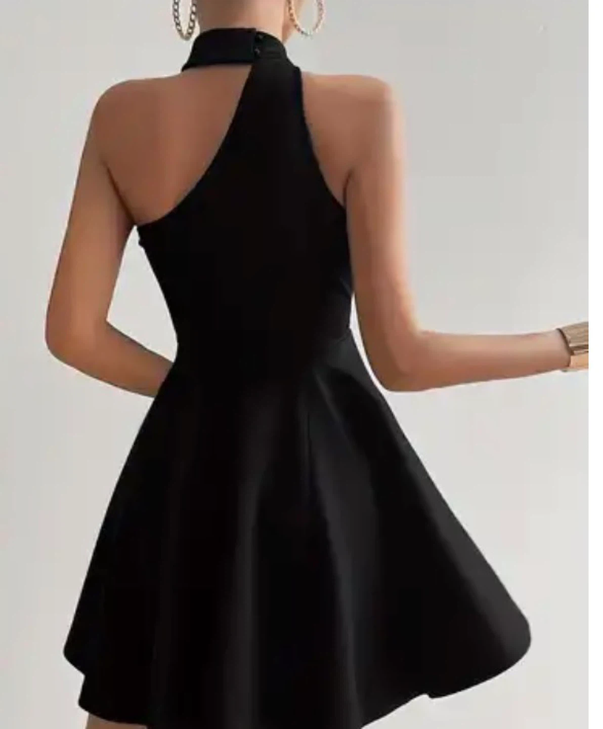 Black One Shoulder Halter Neck Mini Dress - photo 2