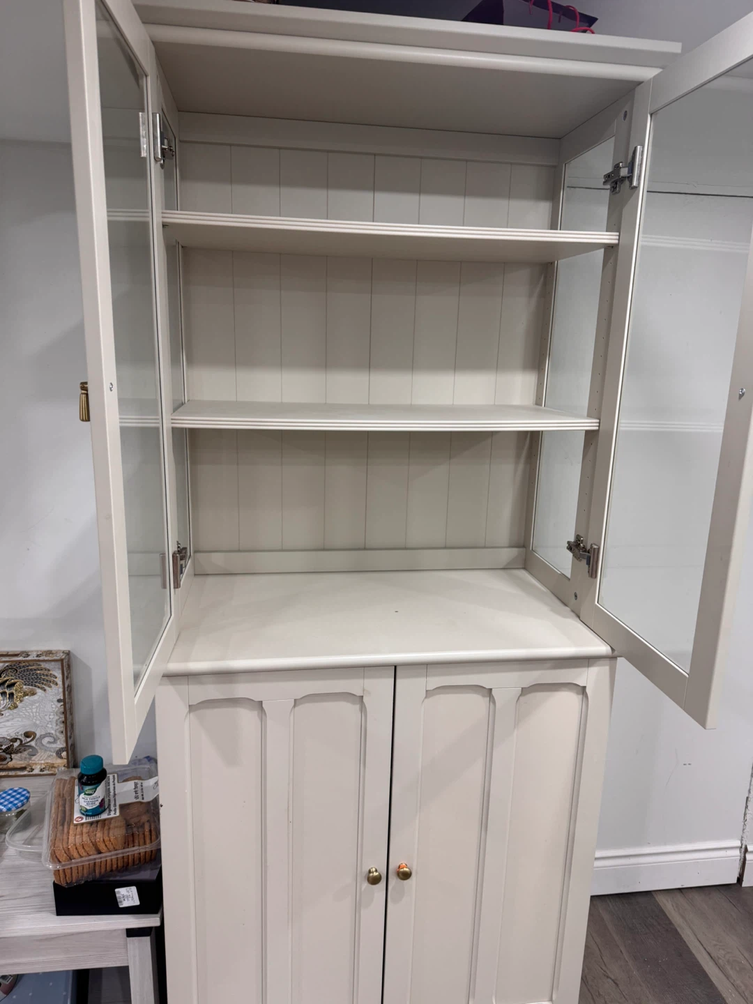 IKEA LOMMARP Cabinet with Glass Doors - Light Beige