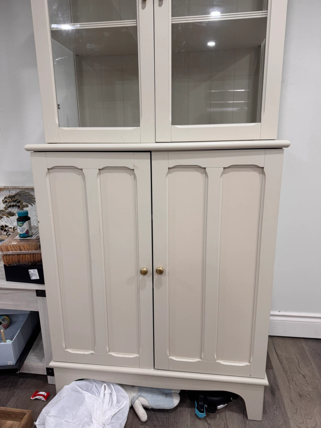 IKEA LOMMARP Cabinet with Glass Doors - Light Beige - photo 2