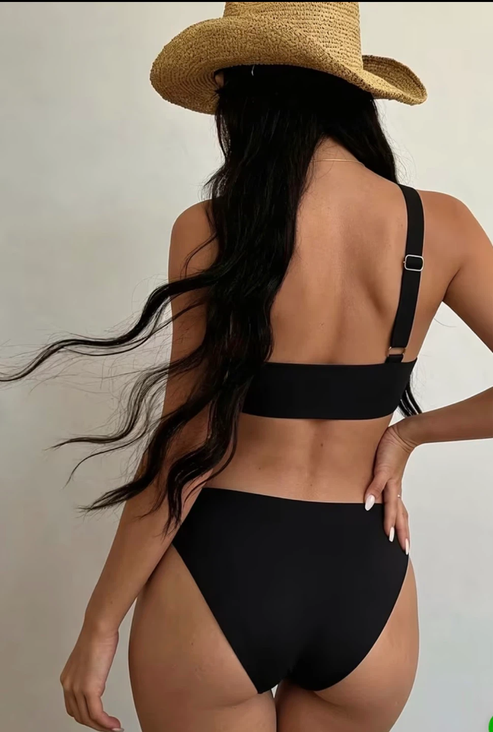 Black One-Piece Swimsuit with Gold Accents - photo 2