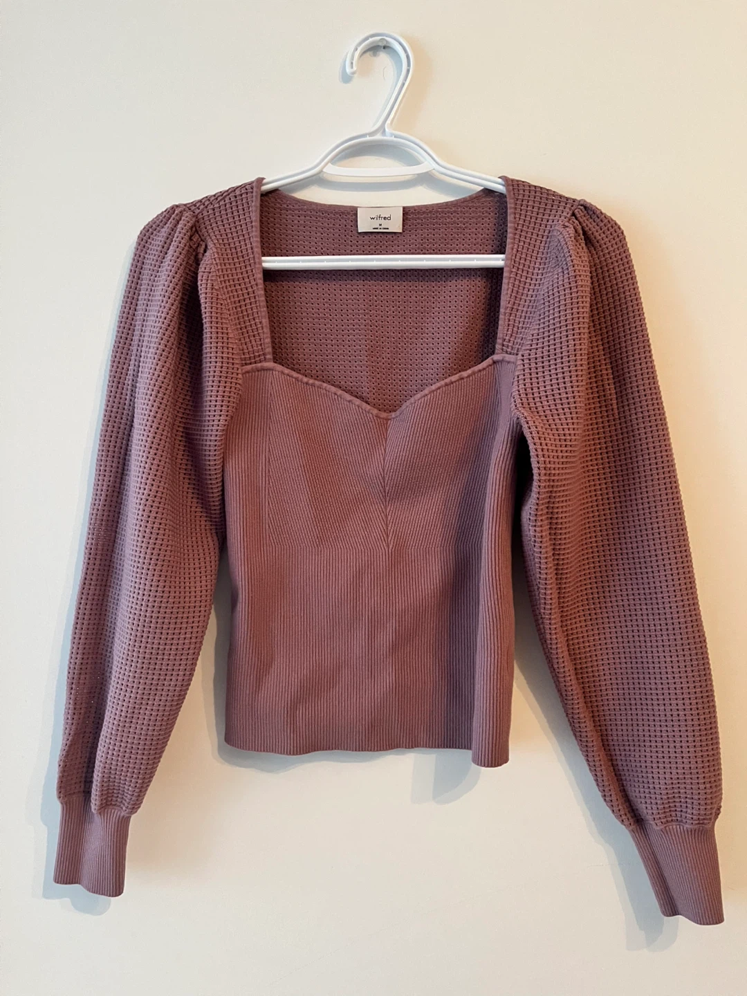 Wilfred Square Neck Puff Sleeve Sweater (Final Sale)