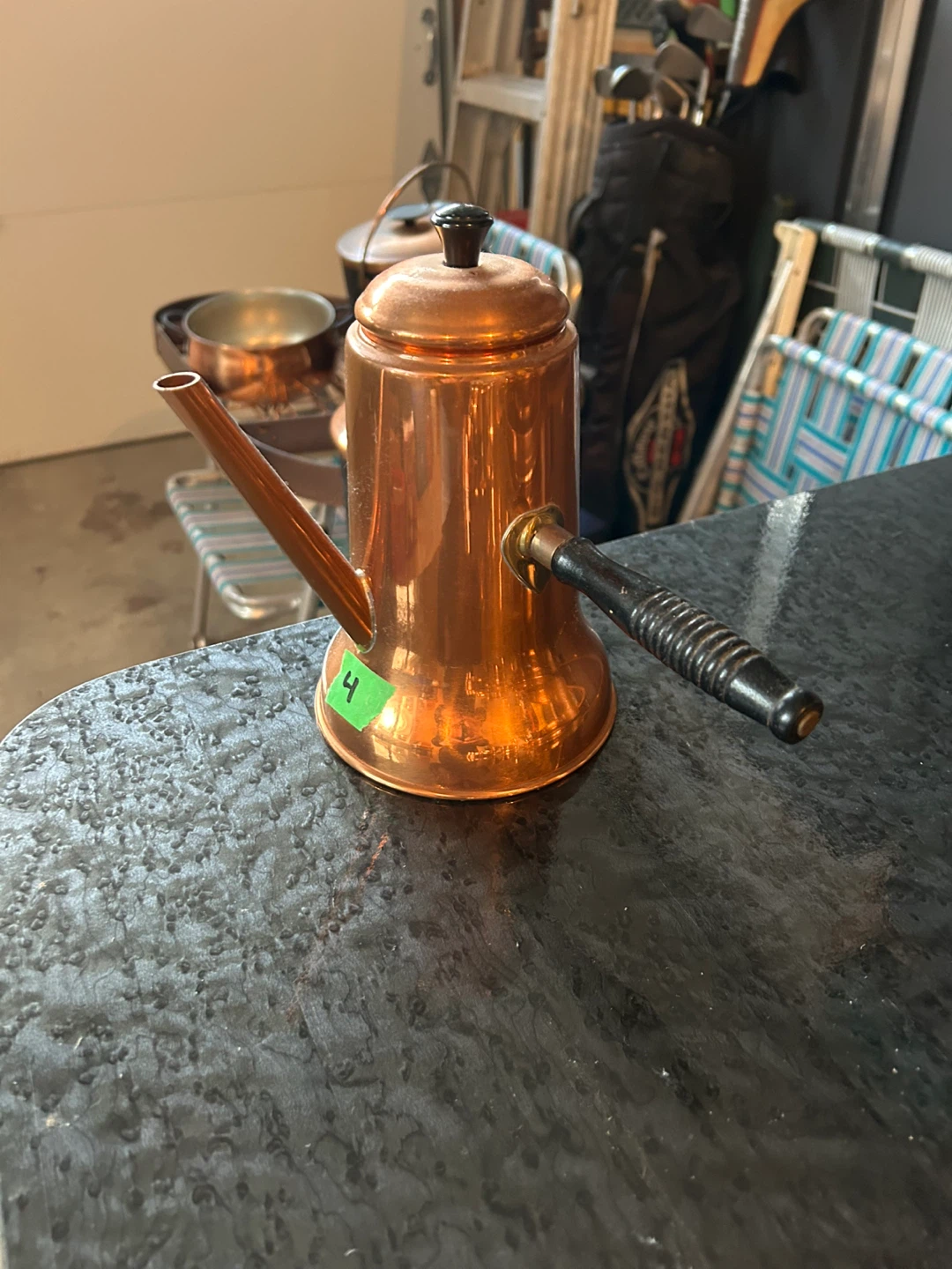 Vintage Copper Coffee Pot with Black Handle - photo 2