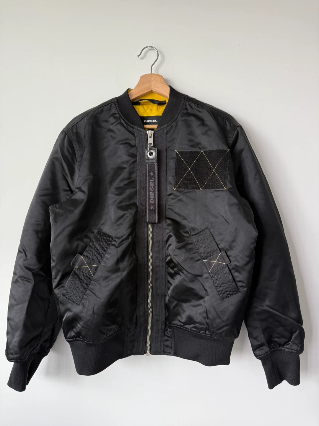 Diesel Bomber Jacket Black with Yellow Quilted Lining