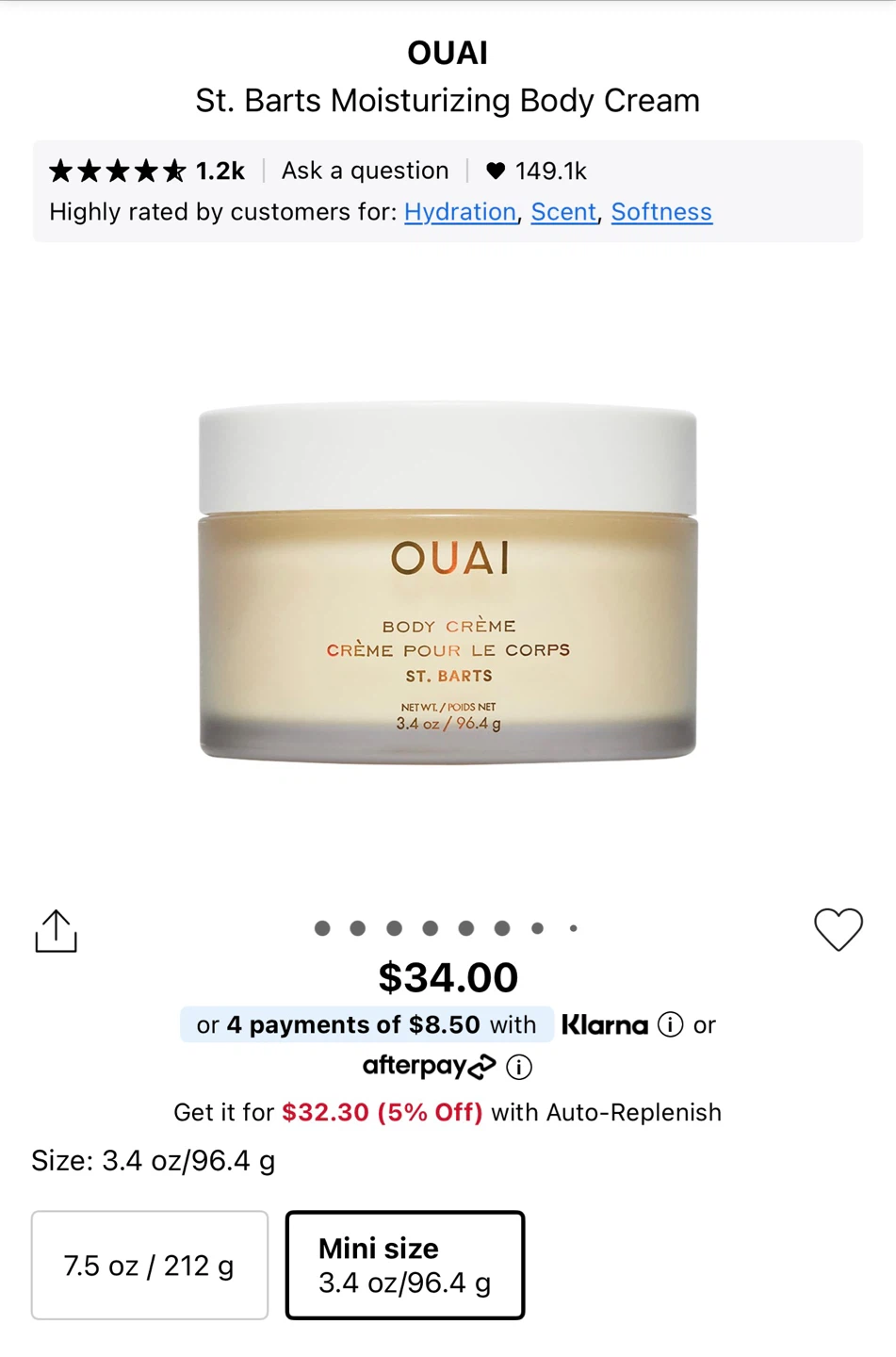 OUAI Mini St. Barts Body Crème 3.4oz/96.4g - photo 2